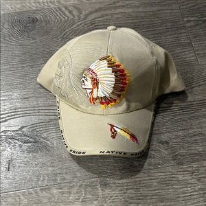 🪶Native American Beige Cap with Embroidered Native Design